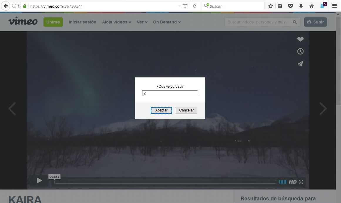 aumentar velocidad vimeo