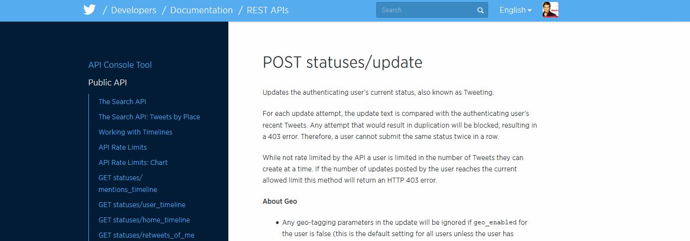 API Twitter PHP