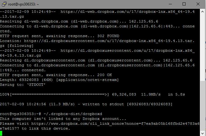 instalar dropbox ubuntu vps