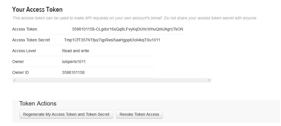twitter generar tokens