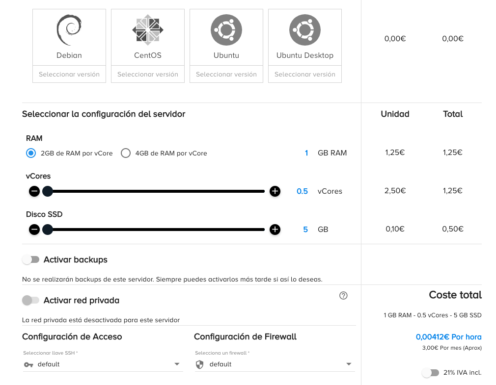 clouding configuración básica